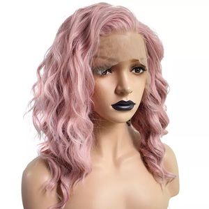 Pink Synthetic Lace Front Wig High Wave Hair Wigs